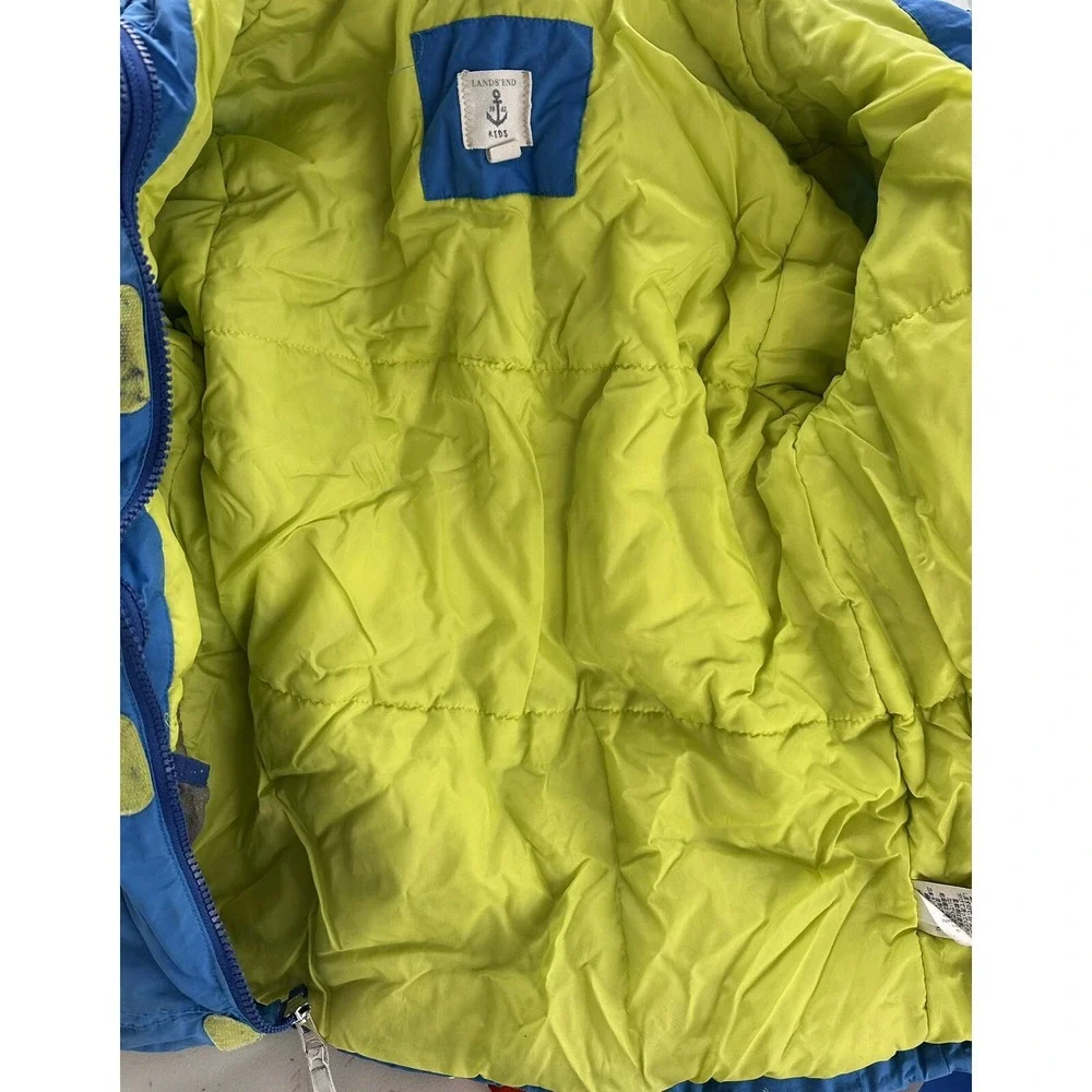 Lands' End Kids Rain Jacket Medium 5-6 Insulated Waterproof Hooded Colorful